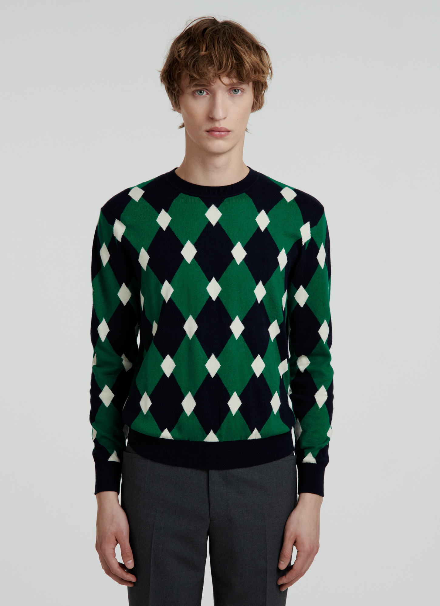 Pull Coton Et Cachemire Vert Motif Argyle 22EA2VOME VA06 41 Pull Homme