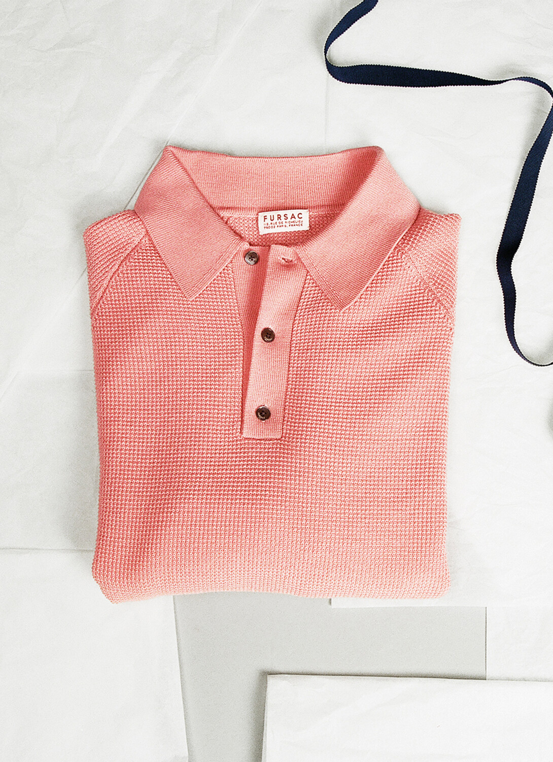 Moss stitch certified wool polo