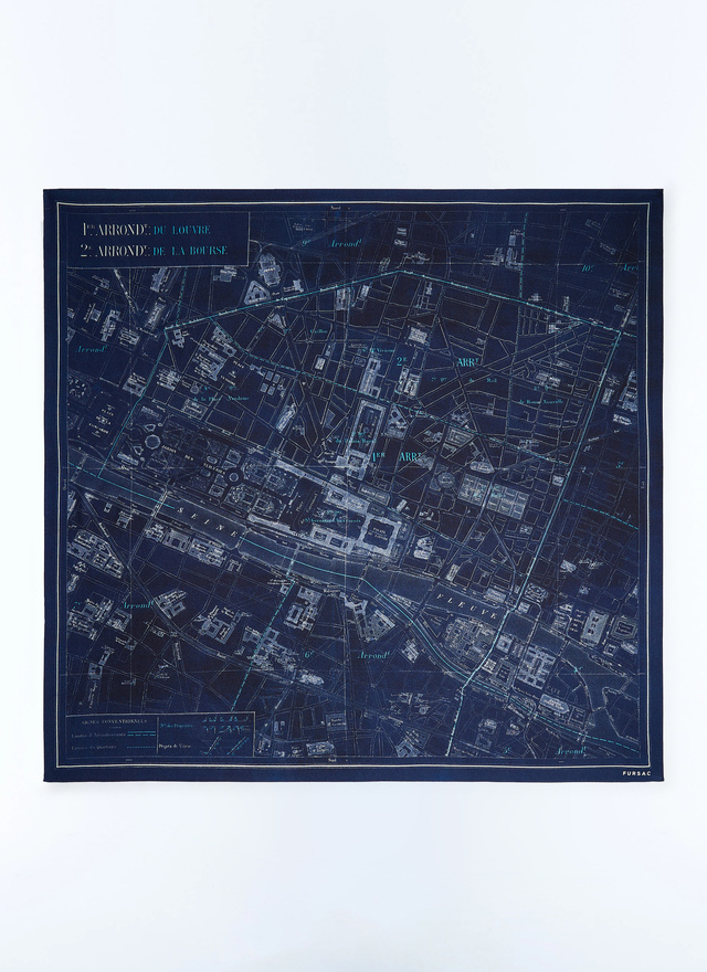 Bandana homme bleu marine laine et soie Fursac - D1DAND-GR43-D030