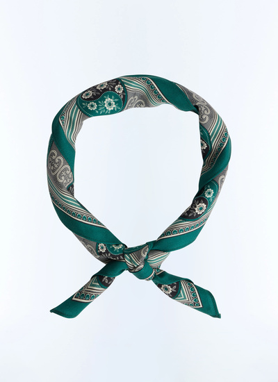 Bandana homme vert laine et soie Fursac - D1DAND-ER26-H009