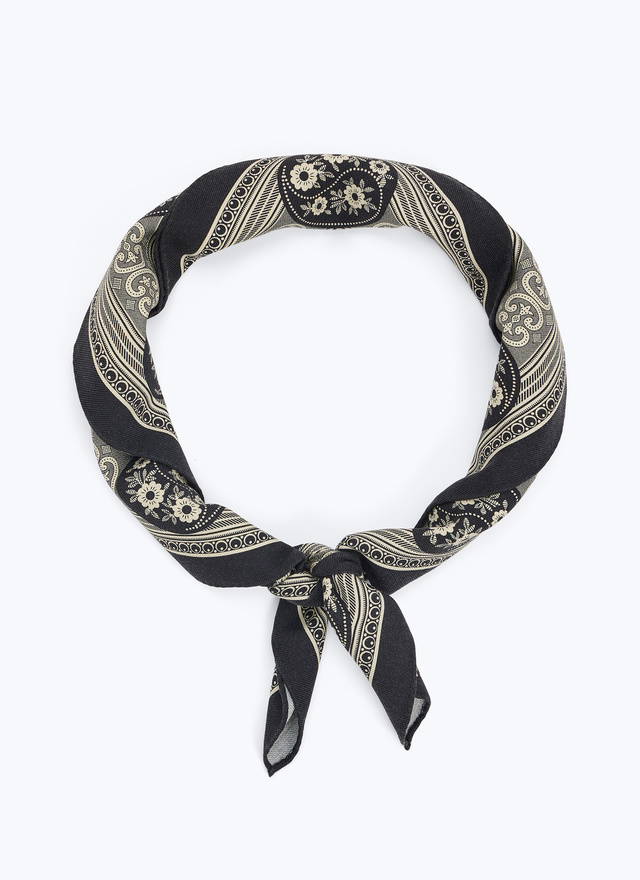 Bandana homme noir laine vierge et soie Fursac - D1DAND-ER26-B020