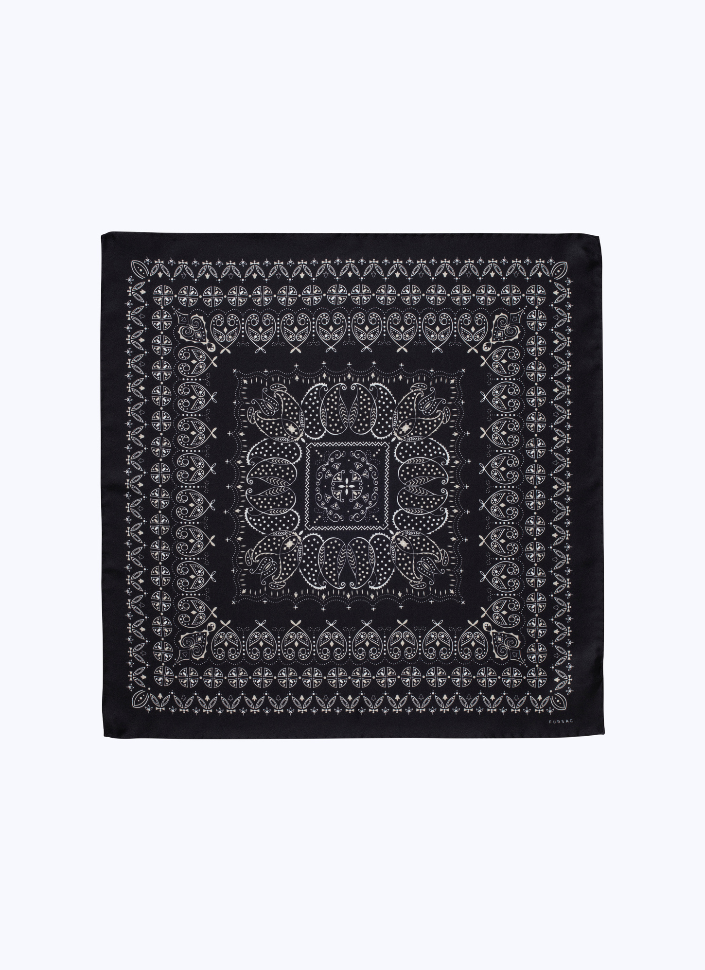 Black Silk Bandanas for Men - Fursac D1VAND-BR04/20