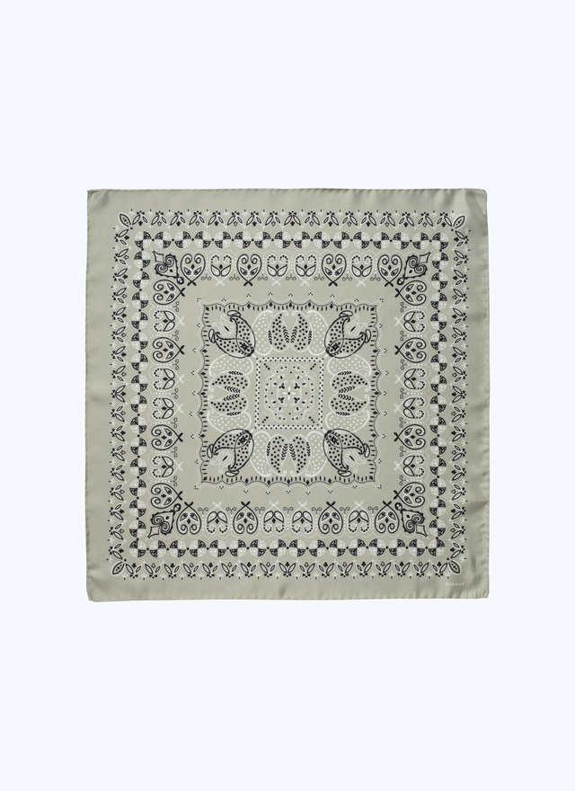 Sage Green Silk Bandanas for Men Fursac 23ED1VANDBR04/45