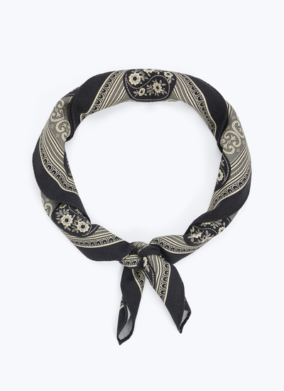 Men's bandana black virgin wool and silk Fursac - D1DAND-ER26-B020