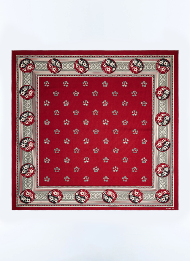 Men's bandana burgundy virgin wool and silk Fursac - D1DAND-ER26-C014