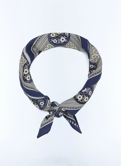 Men's bandana navy blue virgin wool and silk Fursac - D1DAND-ER26-D030