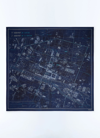 Men's bandana navy blue wool and silk Fursac - D1DAND-GR43-D030