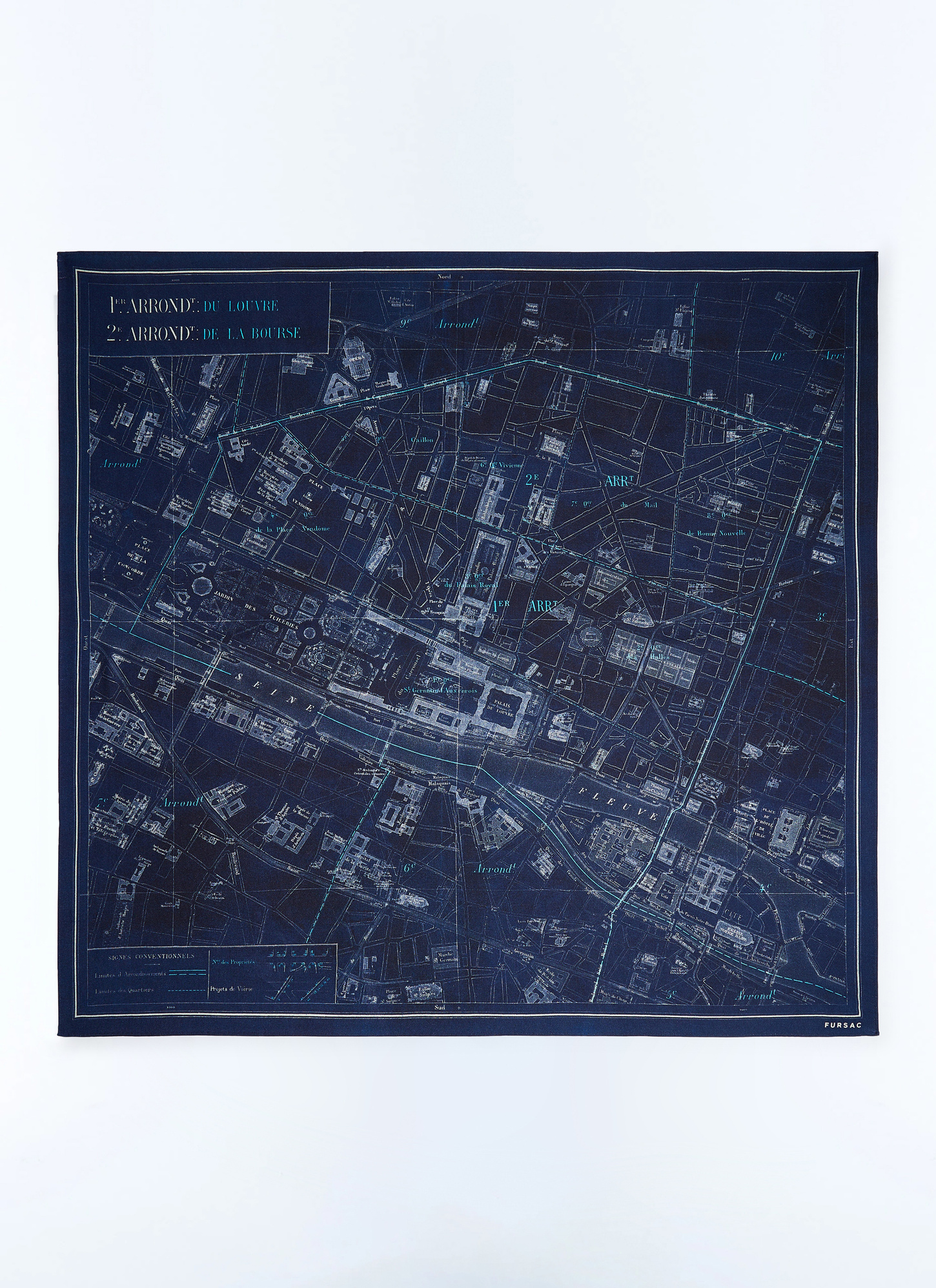 Men's bandana navy blue wool and silk Fursac - D1DAND-GR43-D030