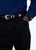 Black leather Western belt - E2CEIN-VE11-20