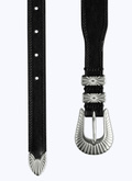 Black leather Western belt - E2CEIN-VE11-20