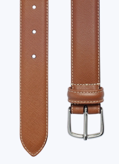 Men's belt camel leather calf leather Fursac - E2CEIN-RE03-11