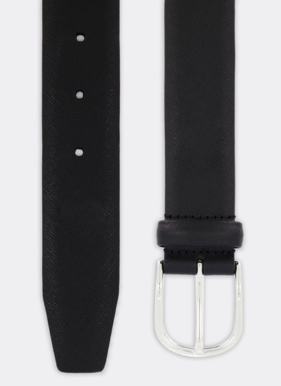 Men's belt saffiano black leather calf leather Fursac - PERE2CEIN-VE03/20