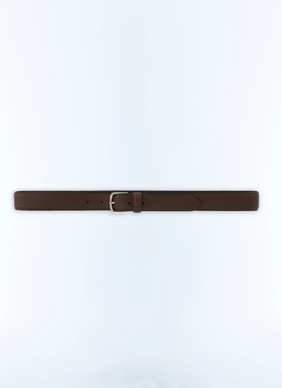 Men's saffiano brown leather belt Fursac - E2CEIN-RE03-18