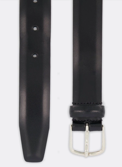 Men's belt smooth black leather calf leather Fursac - E2CEIN-NE01-20