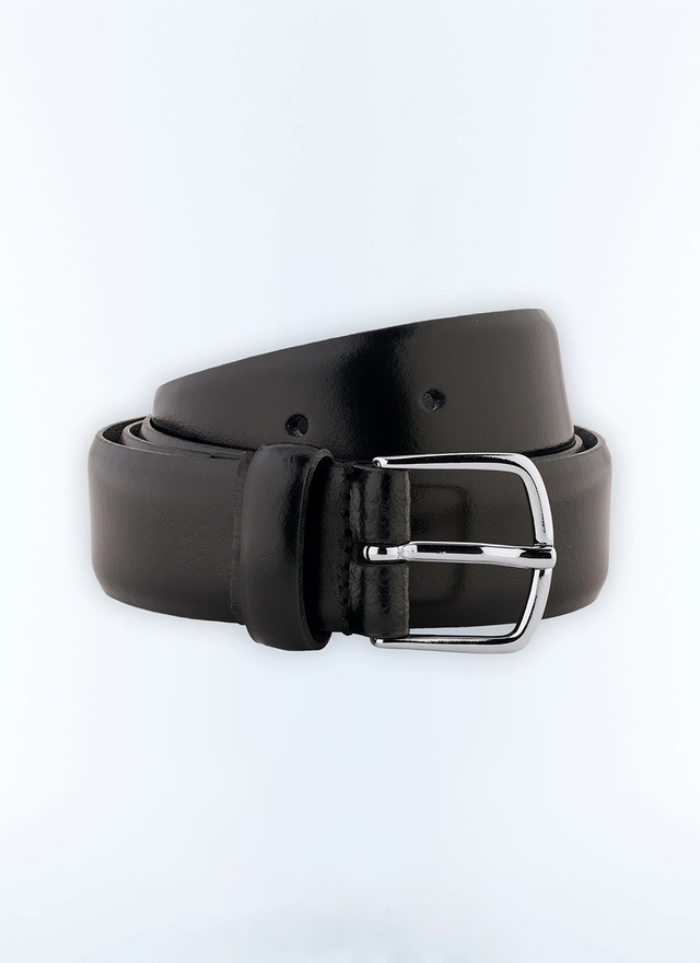 Men's black calf leather belt Fursac - E2CEIN-NE01-20