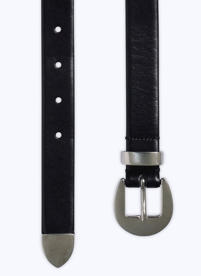 Men's belt black calfskin leather Fursac - 23EE2CEIN-BL10/20