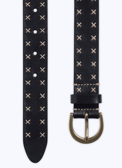 Men's belt black calfskin leather Fursac - E2CEIN-BL08-20
