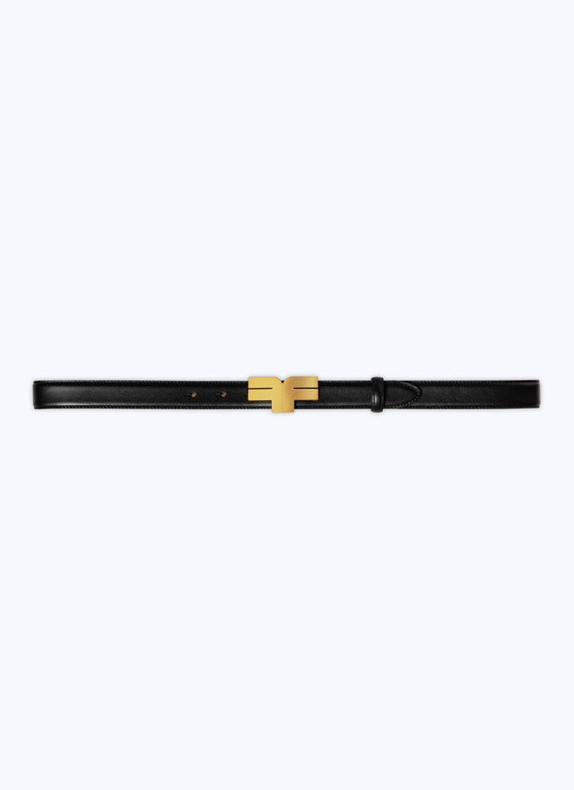 Men's belt black calfskin leather Fursac - E2CEIN-DL07-B020
