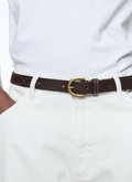 Brown grained leather belt - E2CEIN-BL09-19