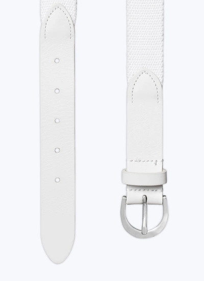 Men's belt ecru cotton and calfskin leather Fursac - E2CEIN-DL06-A002