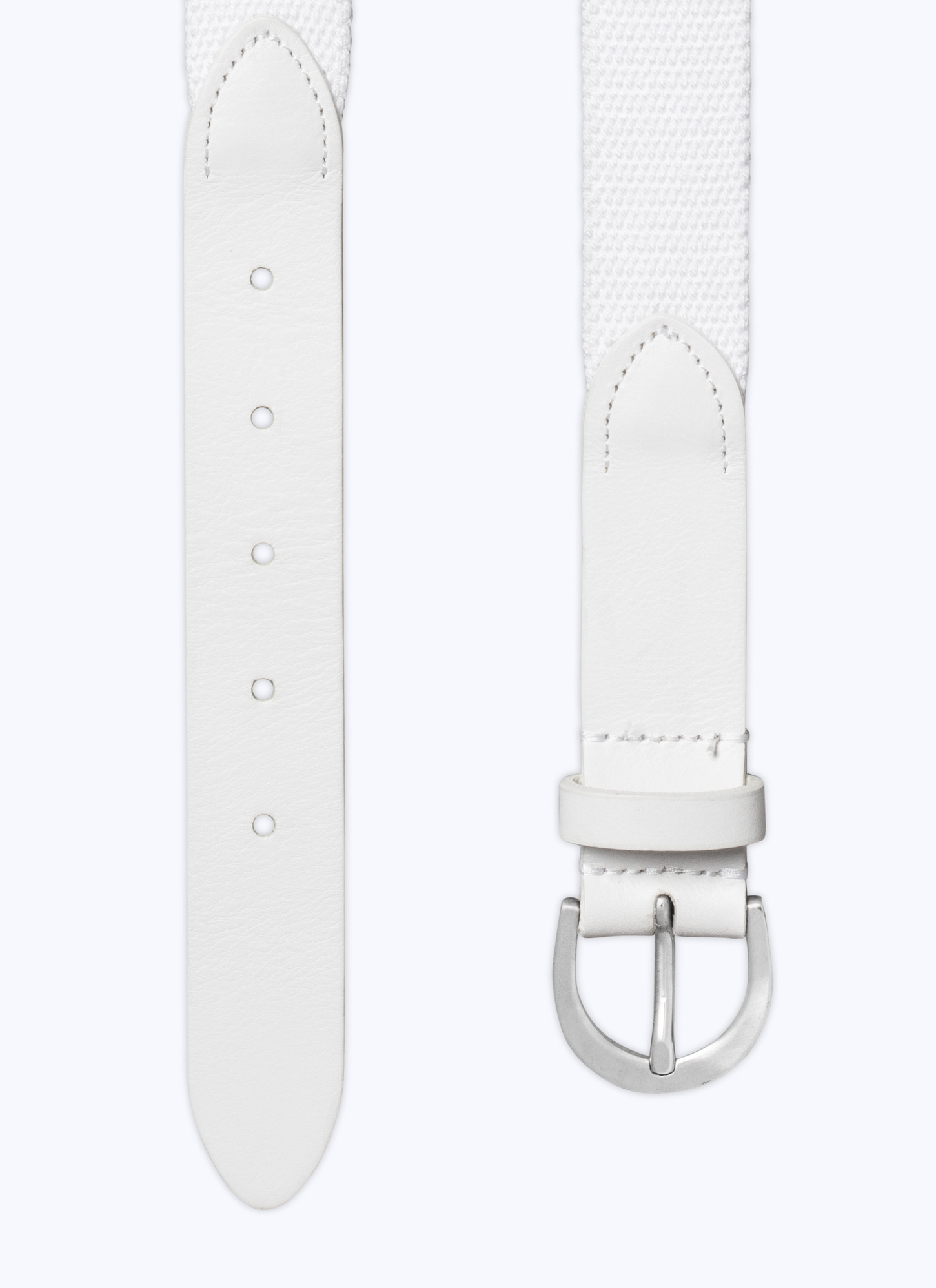 Men's belt ecru cotton and calfskin leather Fursac - E2CEIN-DL06-A002