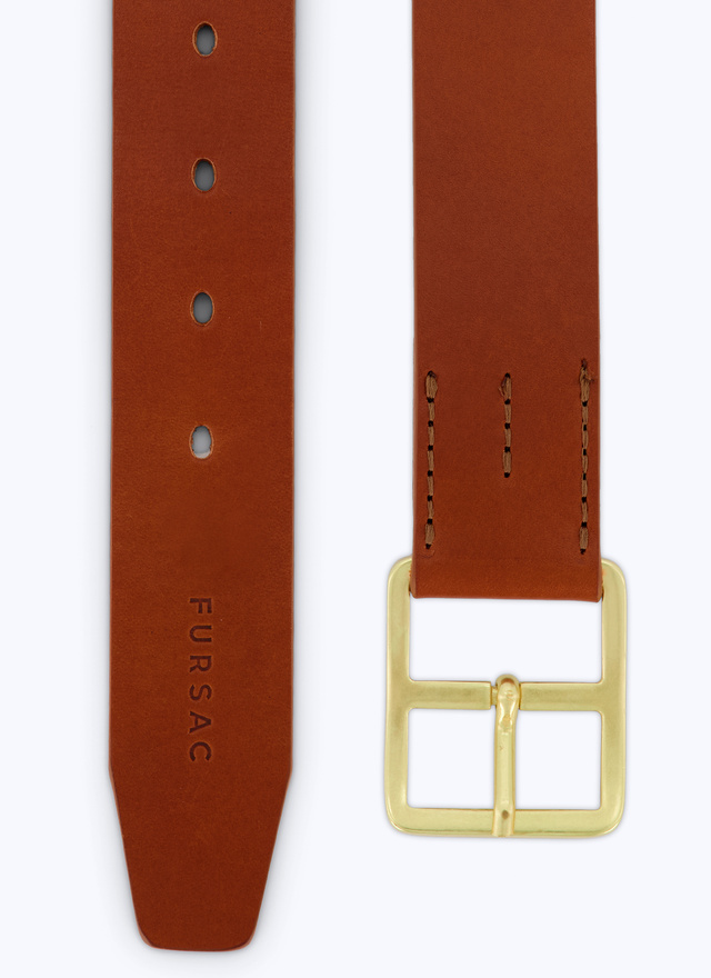Men's belt caramel leather Fursac - 21HE2TEIN-TE01/12