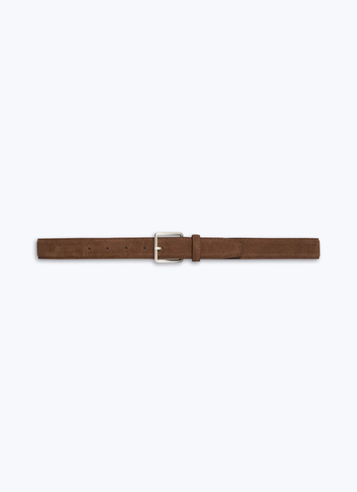 Men's belt brown suede leather Fursac - E2CEIN-FL06-G018