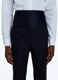 Navy blue satin pleated tuxedo belt - PERE2SMOK-SOI9/30