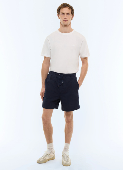Bermuda homme bleu marine seersucker de coton biologique Fursac - P3JORT-JX13-D030