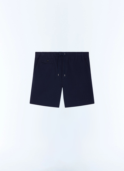 Bermuda bleu homme seersucker de coton biologique Fursac - P3JORT-JX13-D030