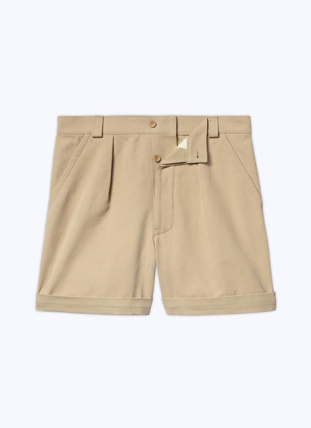 Men's beige, ecru cotton canvas bermuda shorts Fursac - P3BASY-BP11-06