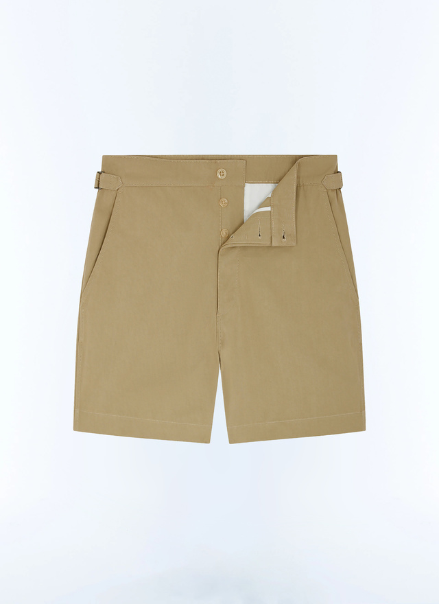 Men's beige, ecru cotton serge bermuda shorts Fursac - P3FARI-FP03-A008