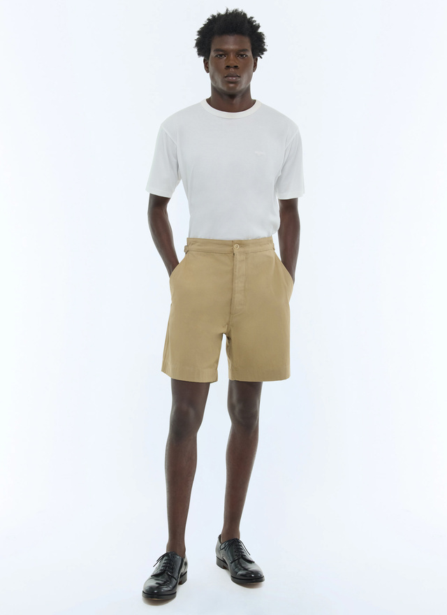 Men's bermuda shorts beige cotton serge Fursac - P3FARI-FP03-A008