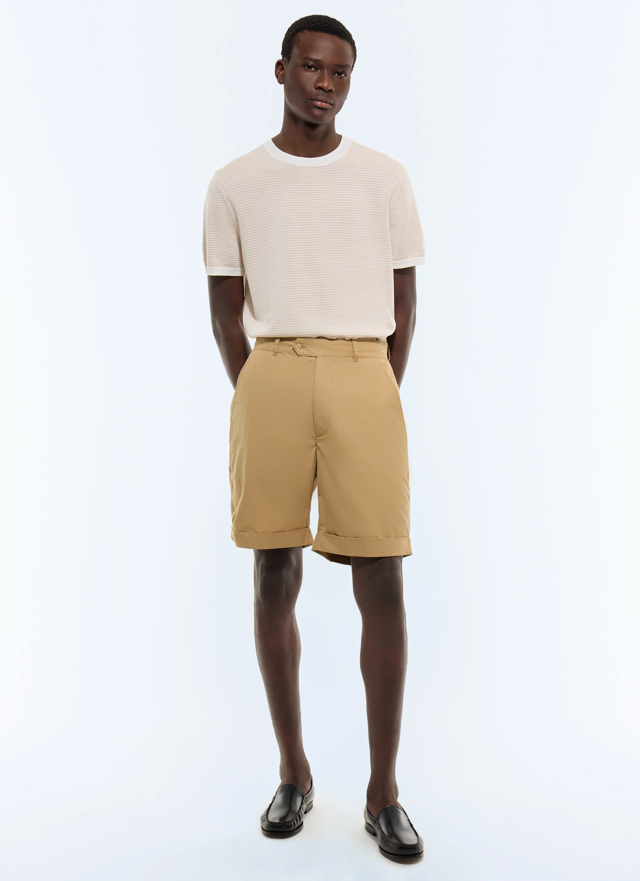 FURSAC - Straight cotton twill Bermudas - Men - Size 46 - Beige, Ecru
