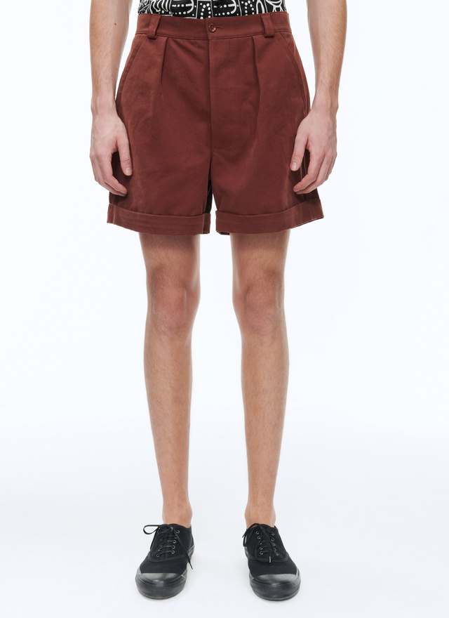 Men's bermuda shorts brown cotton canvas Fursac - 23EP3BASY-BP11/64