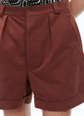 Brown cotton canvas bermuda shorts - 23EP3BASY-BP11/64