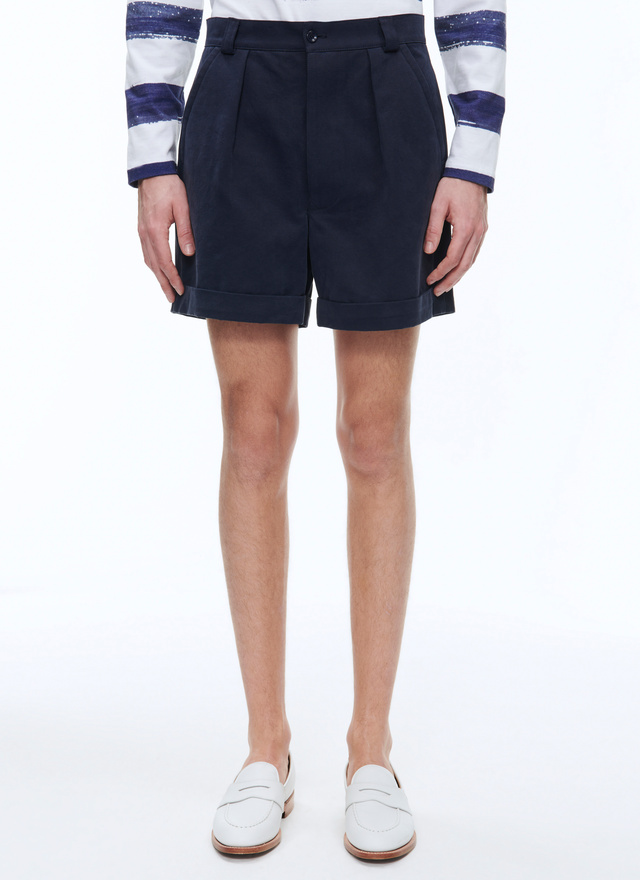 Men's bermuda shorts navy blue cotton canvas Fursac - 23EP3BASY-BP11/31