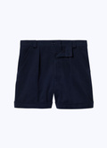 Navy blue cotton canvas bermuda shorts - P3BASY-BP11-31