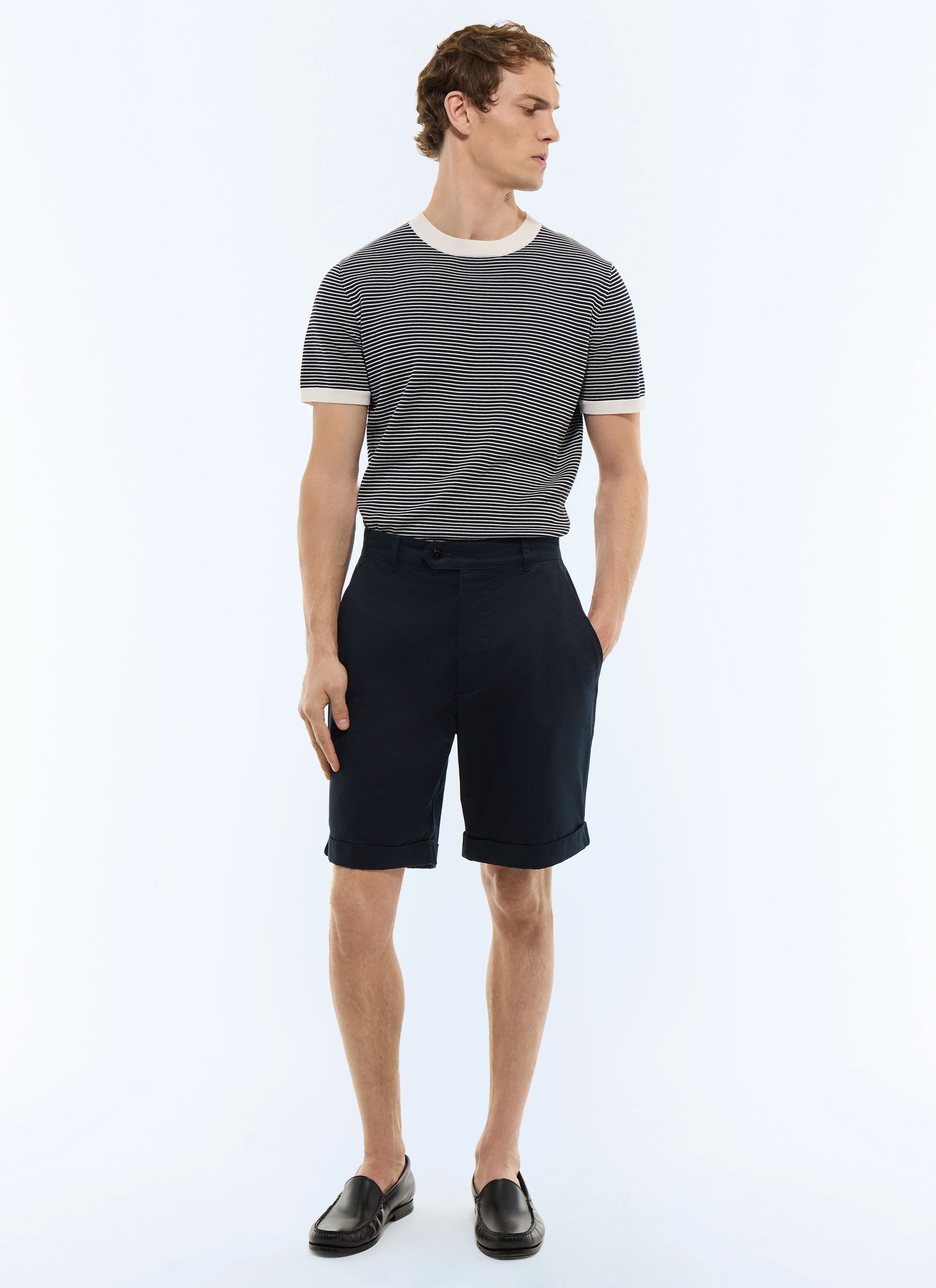 FURSAC - Straight cotton twill Bermudas - Men - Size 44 - Blue, Navy blue
