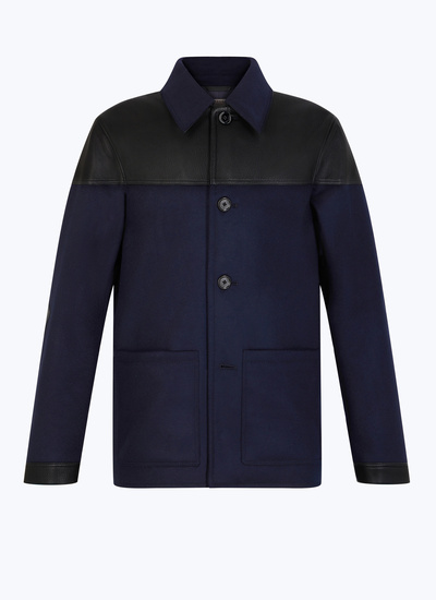 Blouson homme drap de laine mélangée et cuir Fursac - M3EKEY-EM34-D030