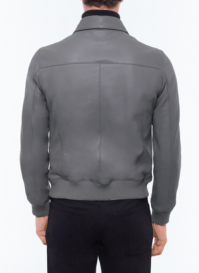 Blouson en cuir gris homme Fursac - M3EZRA-DL01-B022