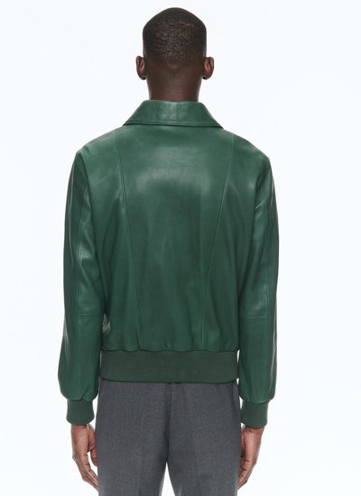 Blouson en cuir vert homme cuir d'agneau Fursac - M3BRAD-VL09-42