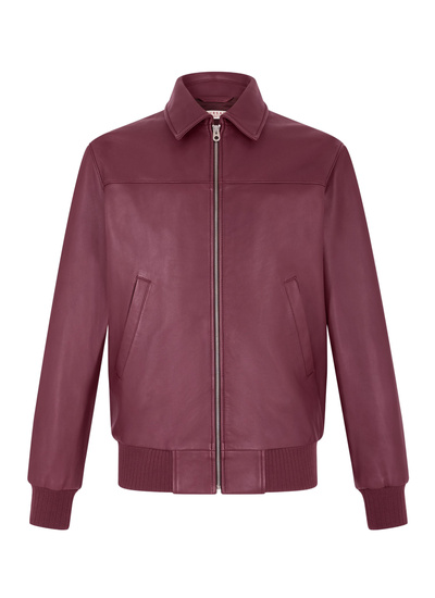 Blouson en cuir rouge homme cuir d'agneau lisse Fursac - M3GRED-GL01-C014