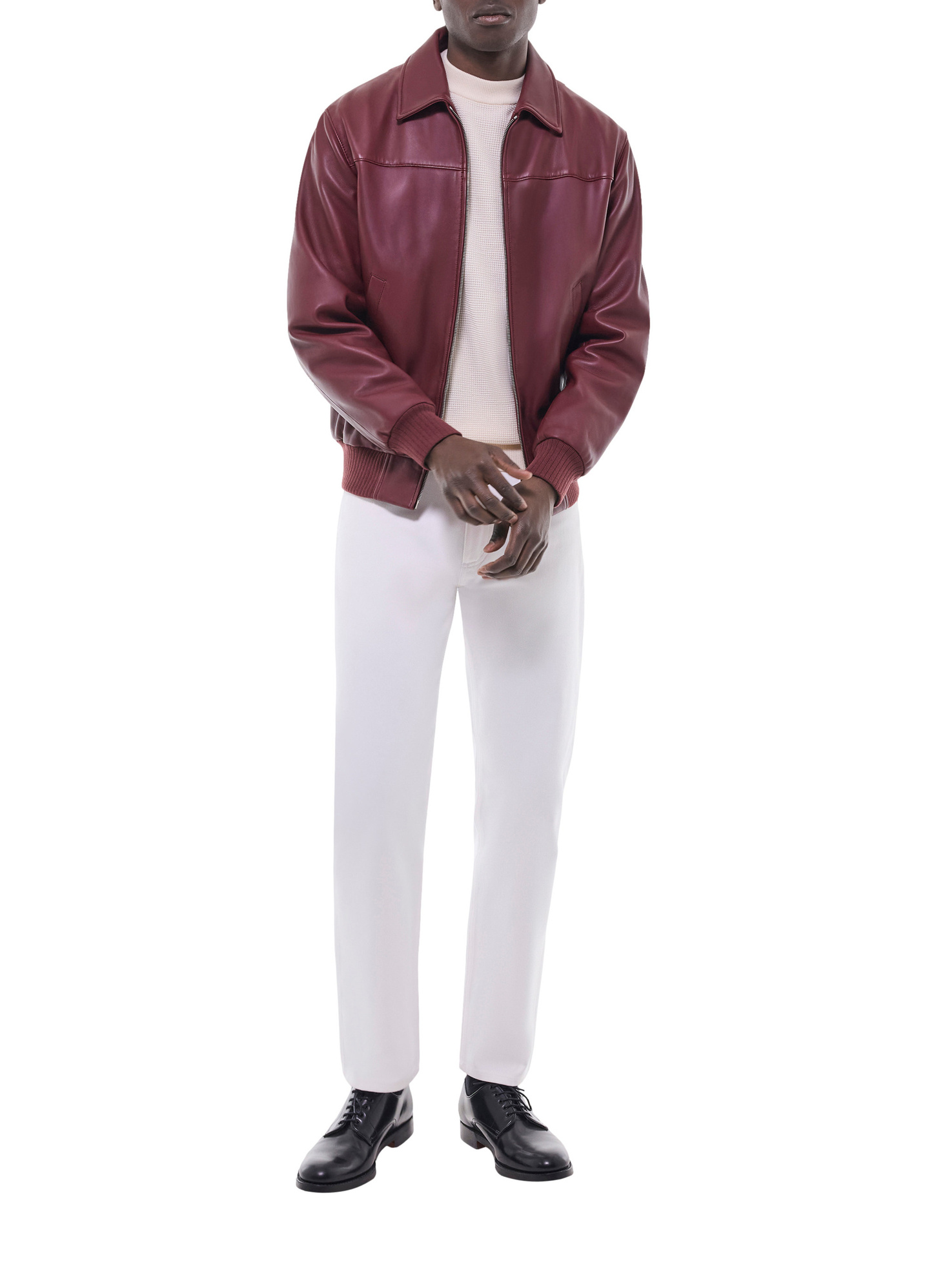 Blouson en cuir bordeaux homme Fursac - M3GRED-GL01-C014