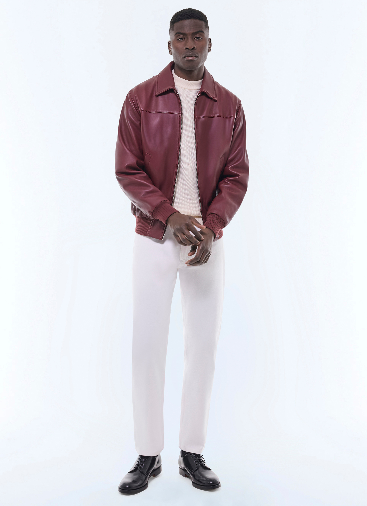 Blouson en cuir bordeaux homme Fursac - M3GRED-GL01-C014