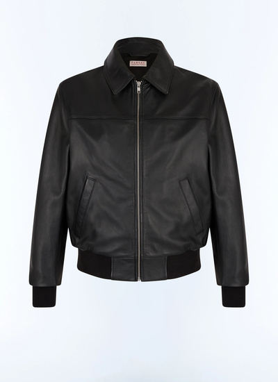 Blouson en cuir noir homme cuir d'agneau lisse Fursac - M3GRED-GL01-B020