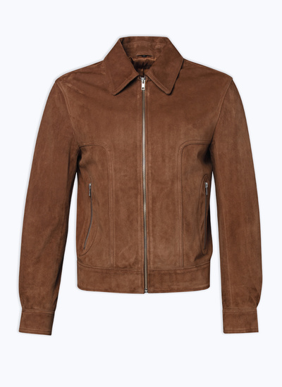 Blouson en cuir brun homme cuir de chèvre Fursac - M3DANN-DL10-G005