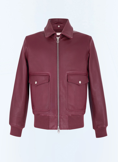 Blouson en cuir rouge homme cuir de vache et laine de mouton Fursac - M3GOTT-GL02-C014