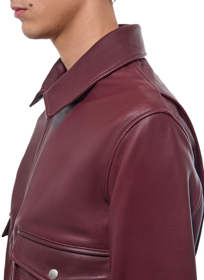 Blouson en cuir rouge homme cuir de vache et laine de mouton Fursac - M3GOTT-GL02-C014