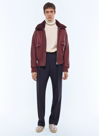 Blouson en cuir bordeaux homme Fursac - M3GOTT-GL02-C014